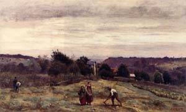 Ville dAvray the Heights Peasants Working in a Field 1865 1870